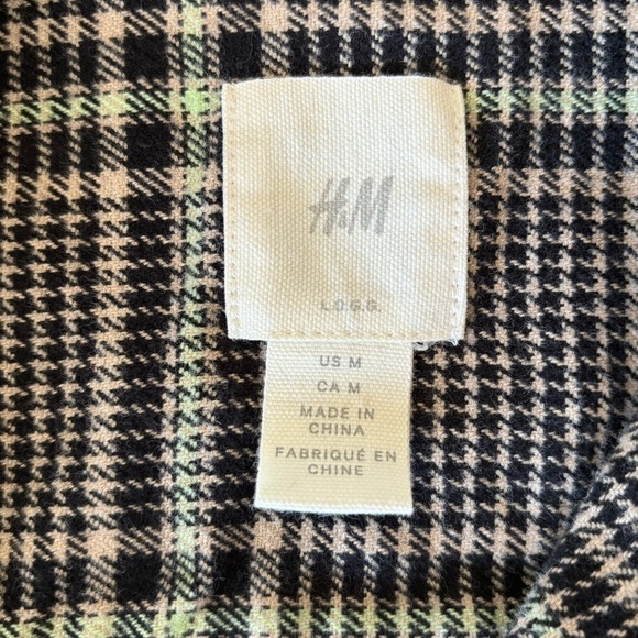 *HOST PICK* H&M full zip twill shirt jacket size M beige black and green - Picture 9 of 10